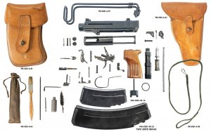 VZ 61 Skorpion Parts Kit With Magazines, Pouch, Holster, Lanyard, & Cleaning Kit
